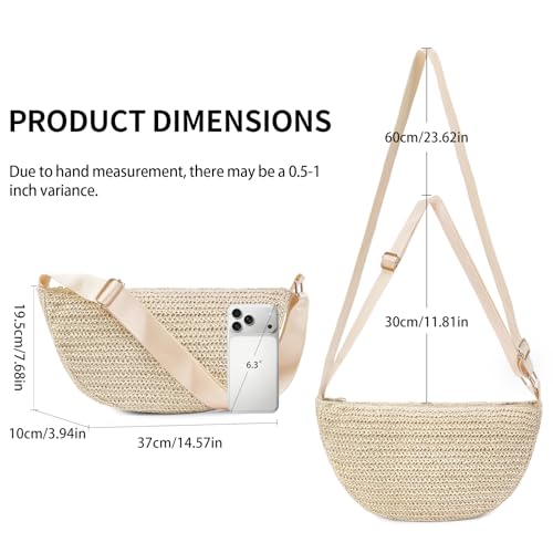 Image of RNIEGA Straw Crossbody Bag for Women Woven Crescent Beach Bags Summer Shoulder Purses Handbag with Adjustable Strap