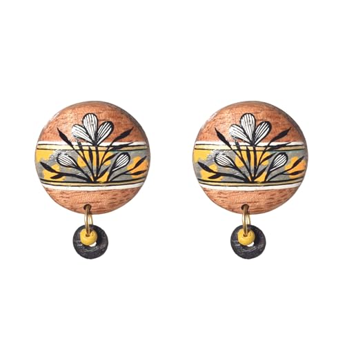 Image of Handcrafted Artistic & Tribal Earrings Collection for Women - Bohemian, Floral, Wooden & Ethnic Statement and Stud Designs