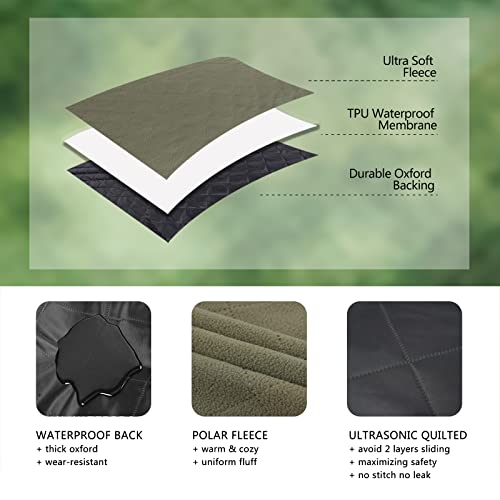 Acushla Large Waterproof Outdoor Blanket, Thick Camping Blanket For Cold Weather, Quilted Fleece, Great For Stadium, Picnic, Sport, Pet, Windproof And Machine Washable, 57''X 79'' Amy Green #TOP2