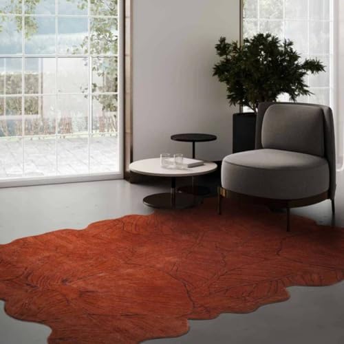 Image of Sifa Carpet Crafted with Care: Premium Hand-Made Wool Carpets Irregular ShapedHand - Tufted Area Rugs for Your Living Room Rust Color Size 3X5 feet (90X150cm)