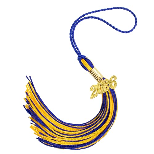 2026 Tassel Graduation, Blue and Gold Graduation Tassel, 2026 Graduations Cap Tassels, Gradutate Cap Tassels with 2026 Year Gold Charms for Grad Cap Hat Ceremonies Memorial Graduations Decorations
