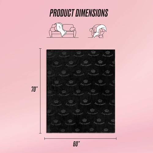 Juicy Couture Embossed Plush 60"x70" Oversized Throw Blanket, Classic Regal Crown Black by Juicy Couture - Used condition - Image 2