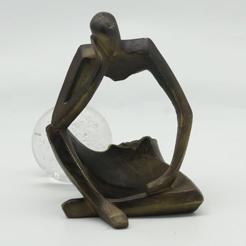 Figura Decorativa Resina Pensador con Orbe de Cristal 7.5" miniatura 4