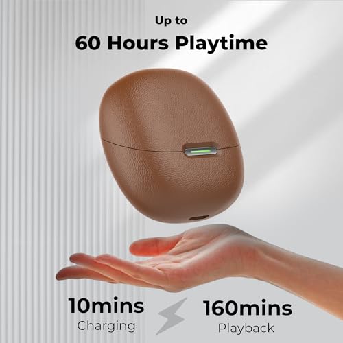 Image of truke [2025] Mega 7 True Wireless in-Ear Earbuds w / 24-Bit 360 Spatial Audio, 60H Playtime & Fast Charging Buds, Dual Pairing, 40ms Low Latency TWS, 4-Mic ENC, Made in India-(Coffee Brown)