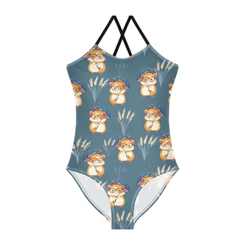 Hamster Pattern Girls One Piece Swimsuits Summer Quick Dry Beach Bathing Suit