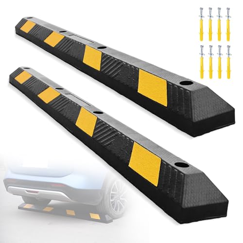 STARSIGNS 2 Pack Rubber Parking Curb Stops 72 Inch Heavy Duty Parking Stopper for Garage and...