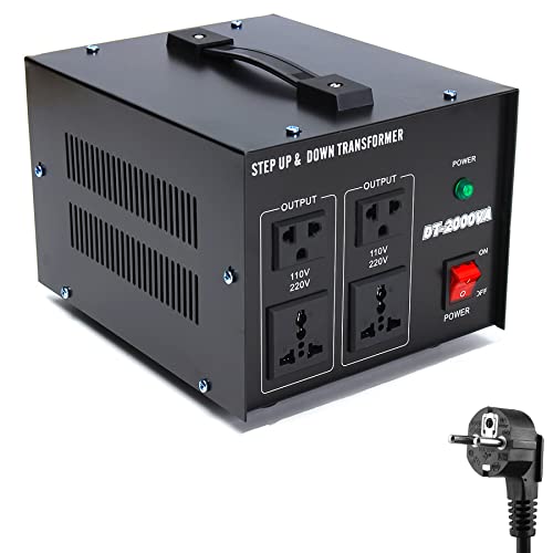 Trasformatore di corrente da 2000Watt convertitore di tensione da 220V a 110V Step Up and Down Voltage Regulator Converter Power Transformer 110V a 220V convertitore AC-AC 2000W, MEISHILE DT-2000VA