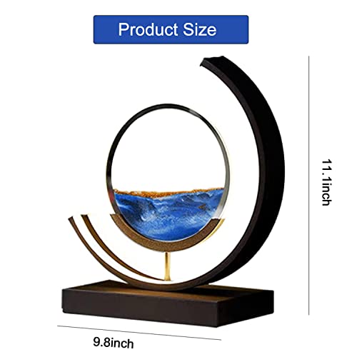 Heuanpte 3Dサンドアートライト、スタンド付きラウンドサンドピクチャーランプ - 3色、リラックスできるデスクトップホームオフィス装飾