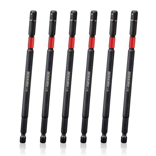 Image of Geinxurn 6Pcs Impact Socket Adapter Set,1 /4 inch Drive Square, 6Inches Extension Bit Socket Driver Set, Adapt Your Power Drill to High Torque Impact Wrench