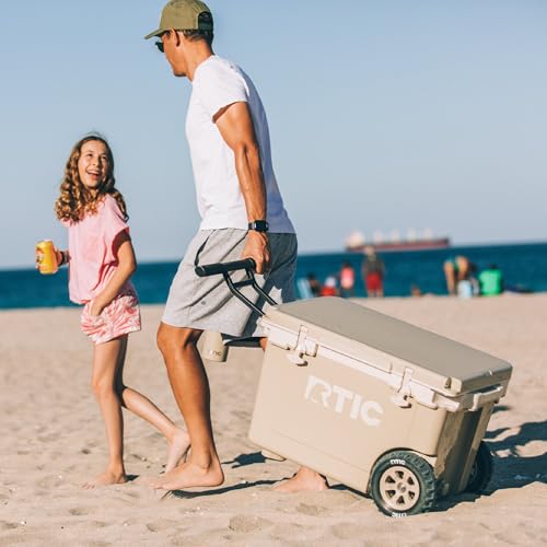 Image of RTIC 52 Quart Ultra-Light Wheeled Hard Cooler Insulated Portable Ice Chest Box for Beach, Drink, Beverage, Camping, Picnic, Fishing, Boat, Barbecue, 30% Lighter Than Rotomolded Coolers