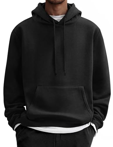 COOFANDY Men Cotton Fleece Hooded Sweatshirt Casual Long Sleeve Hoodies Pullover Fashion Drawstring Hoodie with Kanga Pocket