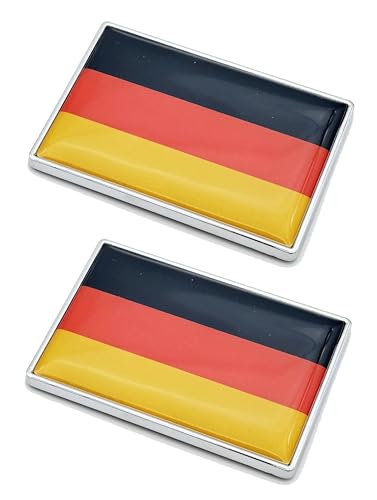 Image of 2 Pcs 3D Germany German Flag Metal Car Stickers Chrome Decals,2.3 x 1.6 Inch Metal Truck Stickers,Patriotic Car Motorcycle Emblem.