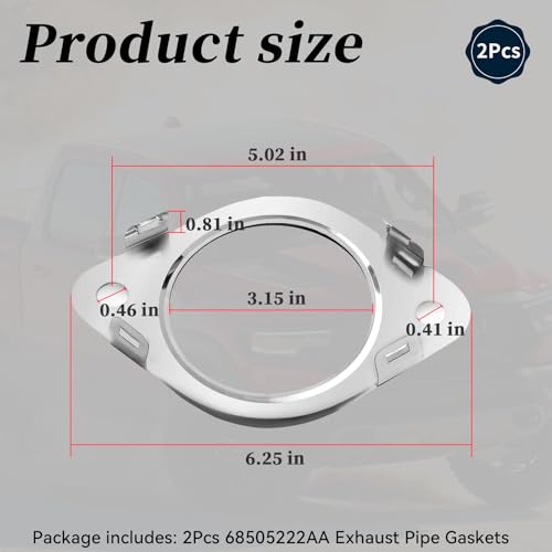 Image of 2Pcs 68505222AA Exhaust Pipe Gaskets Compatible with 2019 2020 2021 2022 Dodge RAM 1500 (2)