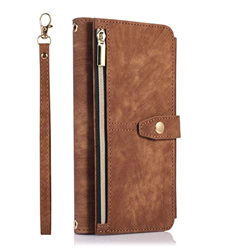 Étui portefeuille en cuir de luxe marron pour iPhone 11 avec porte-cartes sécurisé