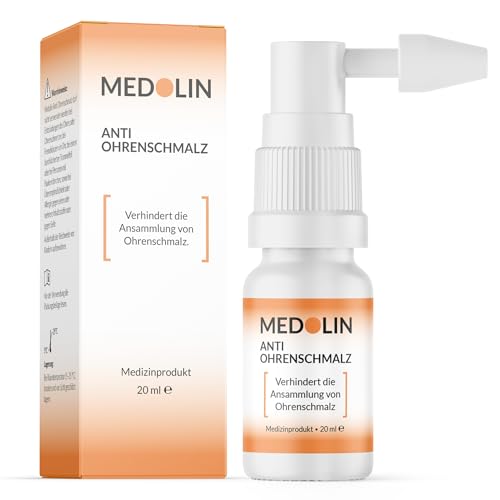 Medolin Anti Ohrenschmalz - Effektiver Ohrenreiniger als Spray - Ohrenschmalz Entferner zur sicheren Anwendung - Ohrreiniger für Erwachsene & Kinder - Ohrenspülung 20 ml