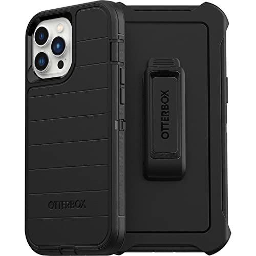 Otterbox Defender Series Screenless Edition Case for iPhone 13 Pro Max & iPhone 12 Pro Max (Only) - Holster Clip Included - Microbial Defense Protection - Non-Retail Packaging - Black