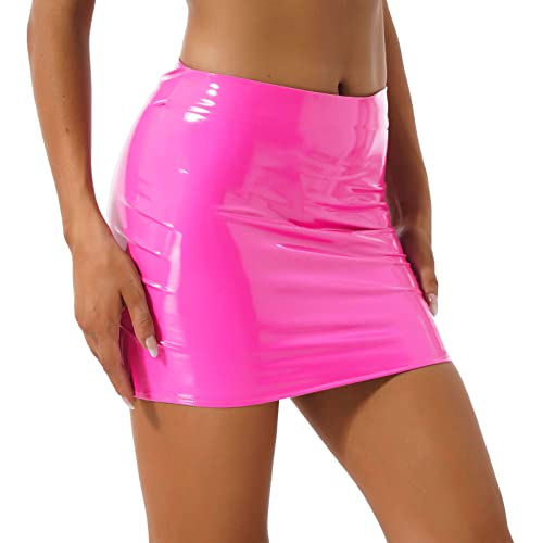 Women's PU Leather Wetlook High Waist Bodycon Mini Pencil Skirt Party Tube Skirts Clubwear