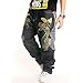 Ruiatoo Mens Jeans Fashion Skateboard Pants Snake Embroidery Baggy Jeans Hip Hop Denim Black Trousers 38