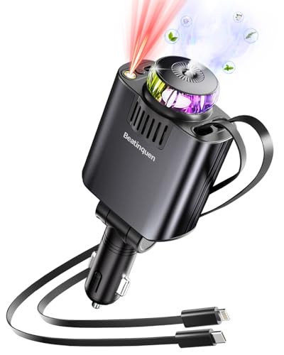 Retractable Car Charger with Air Freshener Diffuser & Star Lights,Multi