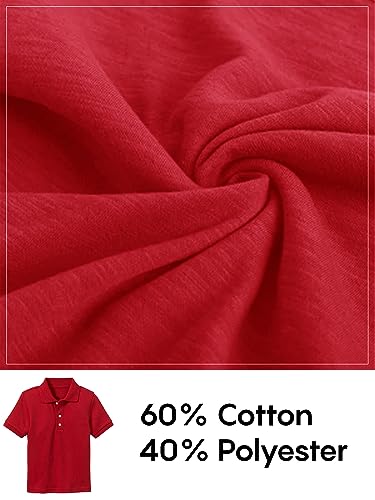 Image of Galaxy by Harvic Polo Shirt for Boys - 5 Pack School Uniform for Boys, Tagless Cotton Blend - Soft Comfortable Everyday Wear