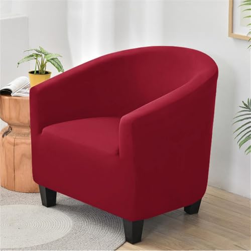Housse de fauteuil 1 place Élégante et universelle Élastique avec accoudoirs Antidérapante pour bar Salon et chambre à coucher (rouge)