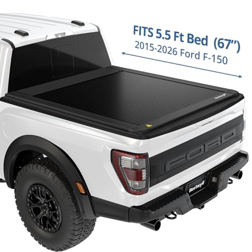 Image of Bestwyll Retractable Tonneau Cover Fits Ford F150 2015-2026 5.5Ft Short Bed | BoxLink Compatible Original Hole Installation Smooth Spring-Loaded Operation incl. Raptor Lightning T-slot
