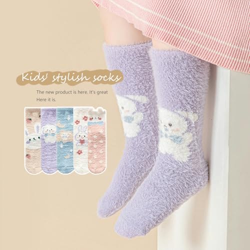 3 pairs of primary school students' mid-tube autumn and winter thickened fleece thermal socks4