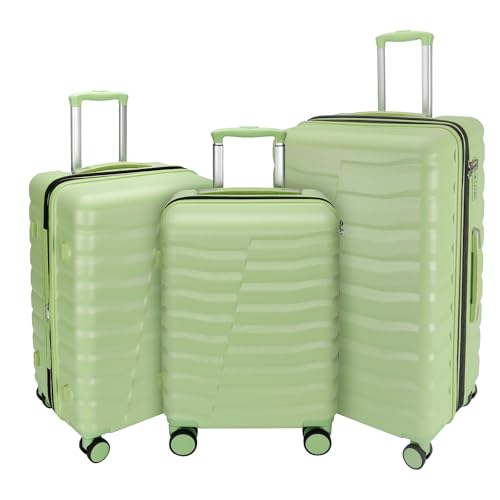 WireHot 3-Piece Hardside Luggage Set with Spinner Wheels and TSA Lock - Avocado Green (20'', 24'', 28'')