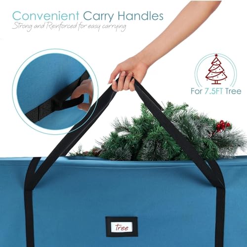 Image of Hearth & Harbor Christmas Tree Storage Bag 7.5 ft, Wrapping Paper Storage Organizer Container & Large Christmas Ornament Storage Box With Adjustable Dividers