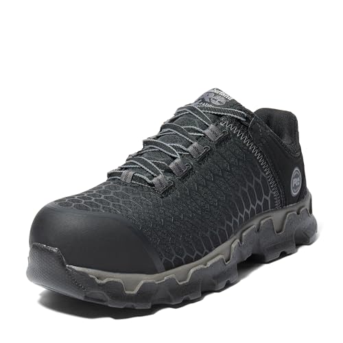 Timberland PRO Women's Powertrain Sport Alloy Safety Toe Static Dissipative Industrial Athletic Work Shoe, Black/Grey-2024 New, 9W