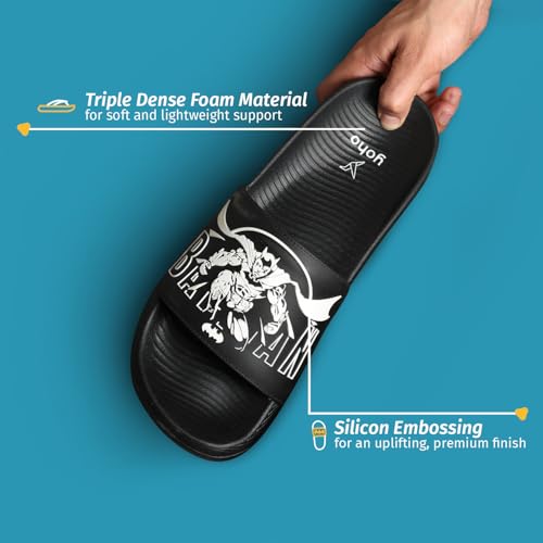 Image of YOHO Batman: Dark Knight Sliders for Men, Comfortable and Lightweight Slides, Footwear for Man & Boys, Official WB Superhero Merchandise -004