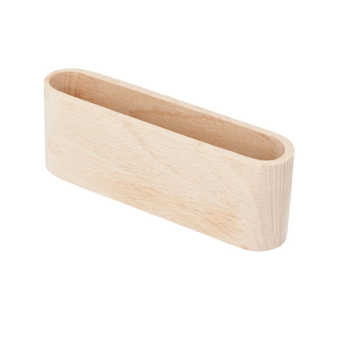 Wooden World Stylish Minimalist Business Card Holder of Natural Beech Wood, Light Brown - Image 4