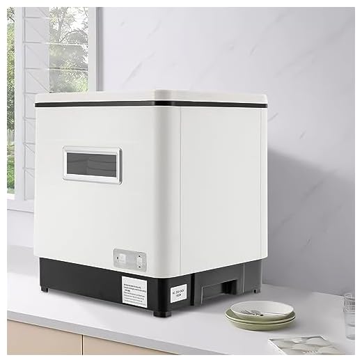 DSYOGX Évier de table, 220 V, petit lave-vaisselle, réservoir d'eau de 12 l, avec spray rotatif pour 6 couverts, démarrage en une touche, blanc