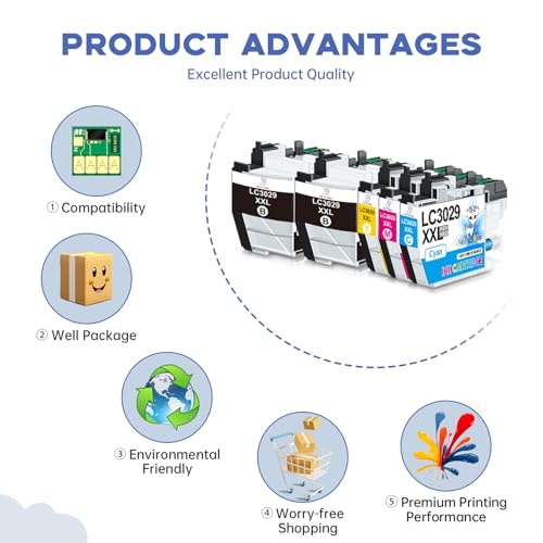 Image of Miss Deer LC3029XXL Ink Cartridges High Yield, Replacement for Brother LC3029 LC3029XXL Ink Cartridges Work for MFC-J5830DW MFC-J5830DWXL MFC-J5930DW MFC-J6535DW MFC-J6535DWXL MFC-J6935DW,5 Pack