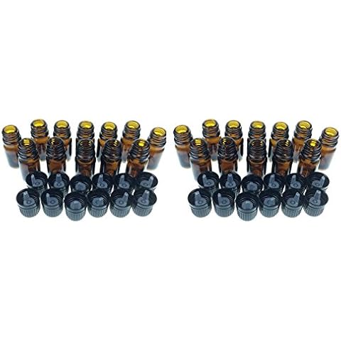 mEssentials 24 Pack of 10ml Amber Glass Bottles with Euro Dropper Caps - Great for Essential Oils, Perfumes and DIY Aromatherapy - Easy to Fill, Clean and Reuse - Protective and Durable Cover