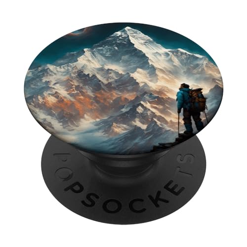 Fantasy Cute Vivid Flowers Everest Alpinist PopSockets Swappable PopGrip, Black