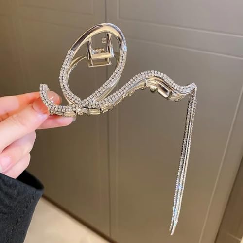 Image of Diversa Rhinestone Golden Claw Clip, Embellished Korean Clutcher, Non- Slip Metal Claw Clip for Girls, Fancy Clutcher for Women, Pack of 1 (Oval)