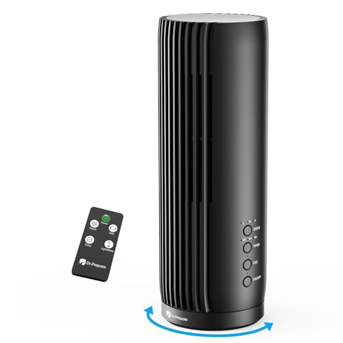 DR.PREPARE Tower Fan for Bedroom, 13 Inch Portable Desk Table Fan, 28 dB Quiet Bladeless Fan with Remote, 12H Timer, 3 Speeds, 60° Oscillating Fans for Indoors, Cooling Fans for Room, Home, Office