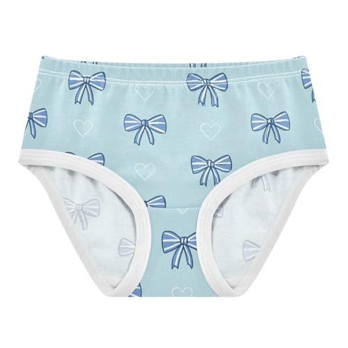 Wusikd Blue Bows Stripes Hearts (2) Girls' Underwear Cotton Girls Briefs Soft Toddler Underwear 2T
