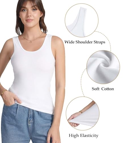 wirarpa Women's Tank Tops Cotton Undershirts Tanks Top Comfy Camis Base Layer 2-Pack2