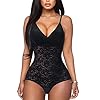 BRABIC-Lace-Bodysuit-for-Women-Tummy-Control-Shapewear-Sleeveless-Tops-V-Neck-Backless-Camisole-Jumpsuit-Shaper BRABIC Lace Bodysuit for Women Tummy Control Shapewear Sleeveless Tops V-Neck Backless Camisole Jumpsuit Shaper (Black, Medium)