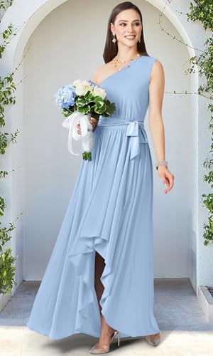 Image of KOH KOH Womens One Shoulder Cocktail Bridesmaid Wedding Guest Maxi Dress