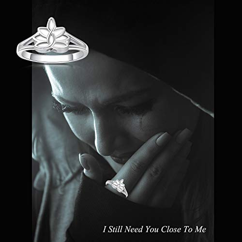 Sterling Silver Lotus Flower Urn Ring Exquisite Ashes Keepsake Holder Cremation Memorial Jewelry Always in My Hearty (8#)3