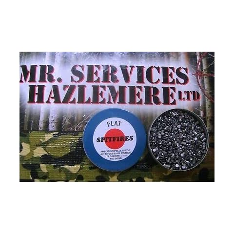 MR SERVICES HAZLEMERE LTD 500 Qty - SMK SPITFIRE FLAT HEAD AIR RIFLE PELLETS - .177-4.5mm 7.8 Grain - Tin of 500 Cover