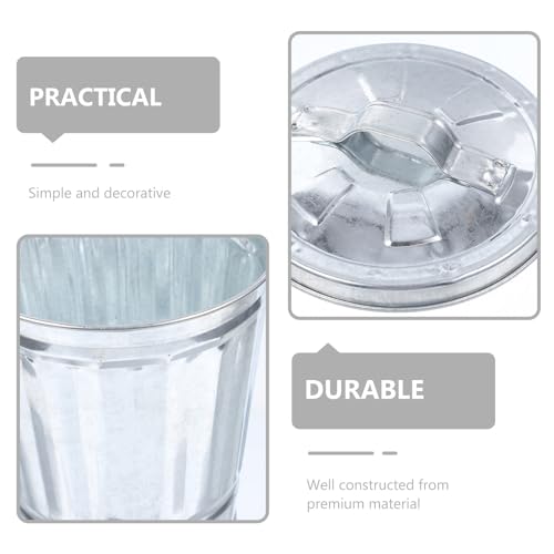 Lid para basurero mini plateado galvanizado 2 pcs miniatura 3