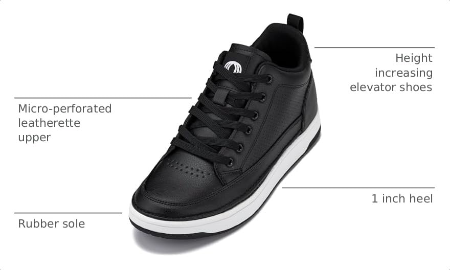 Image of CALTO Men's Invisible Height Increasing Elevator Shoes - Casual Low-top Leatherette Sneakers - 2.4 Inches Taller
