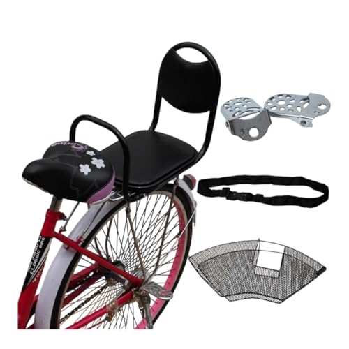 GEGEBOMTXO 子供用自転車シート 子供乗せ自転車チャイルドシート 自転車前用幼児座席 アームレストとシートベルト付き ベビーカーシート幼児学生自転車リアシートに簡単にインストールできます 子供の使用 自転車アクセサリー (+ガードネット+フットレス