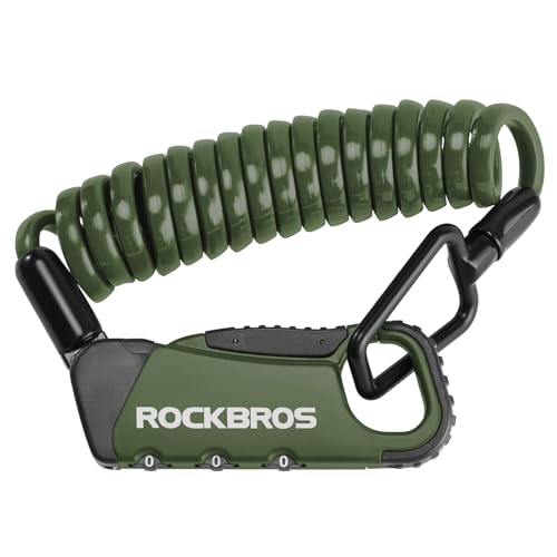 ROCKBROS 自転車 鍵 ワイヤーロック 3桁ダイヤル式 カギ不要 盗難防止 ダイヤルロック 軽量 コンパクト 持ち運び便利 四つ色 長さ120cm ヘルメット ロードバイク クロスバイク 電動自転車 ベビーカー(カーキグリーン)