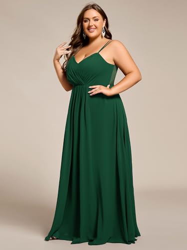 Image of Ever-Pretty Women's Pleated Backless Applique V Neck A Line Chiffon Sleeveless Plus Size Bridesmaid Dresses 01692-DA