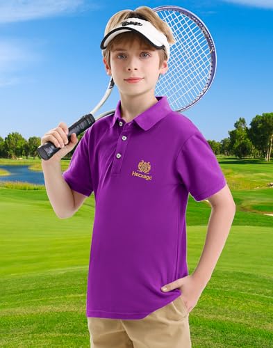 Boys Polo Shirt Cotton Performance Kids Golf Polo Shirts Short Sleeve Dry Fit School Uniform for Boys to Youth Polos 4T-16Y4